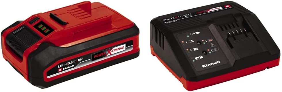 Originale Einhell 18V 3,0Ah Power X-Change Plus batteria 900W & Originale Power X-Charger 3A Carica batteria rapido