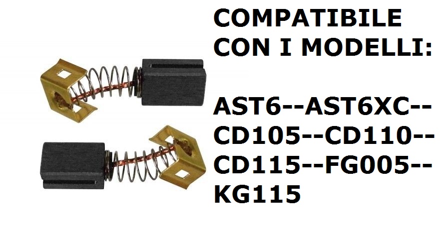 KIT SPAZZOLE PER SMERIGLIATRICE BLACK&DECKER AST6 CD105 CD110 CD115 FG005 KG115