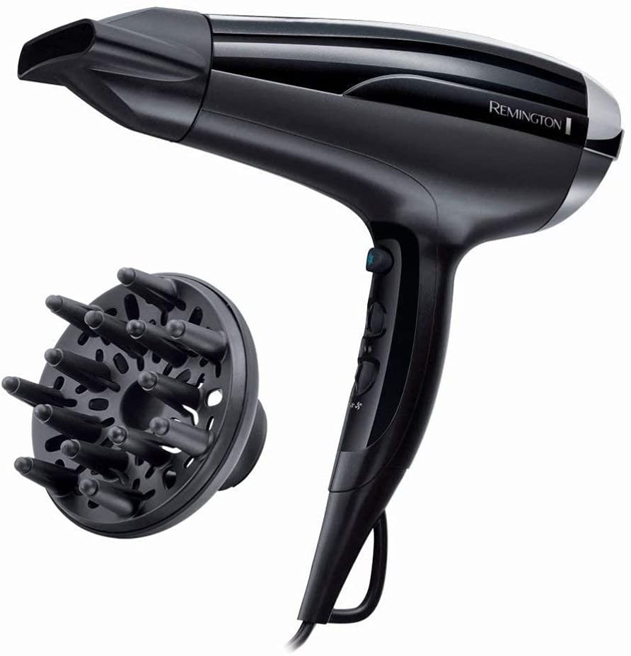 Remington Asciugacapelli Pro-Air-Shine D5215, 2300 Watt, Generatore di Ioni, 3 temperature/2 velocit, Concentratore, Diffusore, Cavo 1.8m, Velocit 85 Km/h, Colpo Aria Fredda