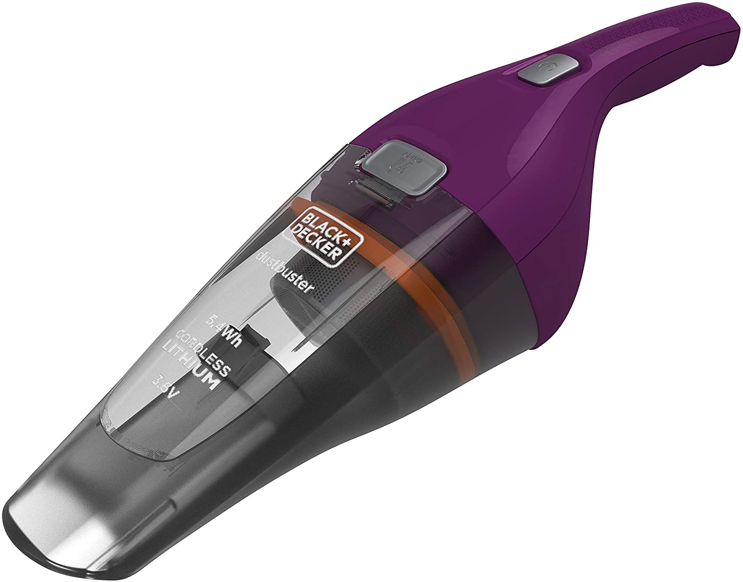 BLACK+DECKER NVC115W-QW, Aspirabriciole 5.4 W/H, 3.6 V, Solidi, Litio, Aubergine, 70 decibeles