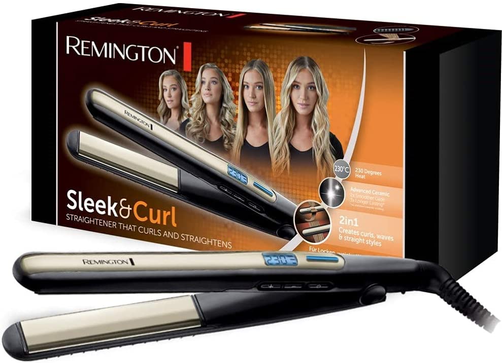 Remington Sleek & Curl Piastra per Capelli, Nero/Beige