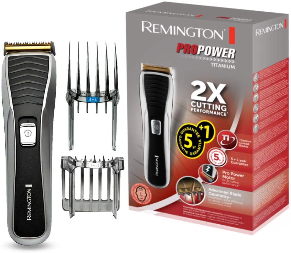 Remington HC7130 Pro Power Titanium Titanium Tagliacapelli, 1 - 42 mm, con 2 Pettini, ca/batteria, nero