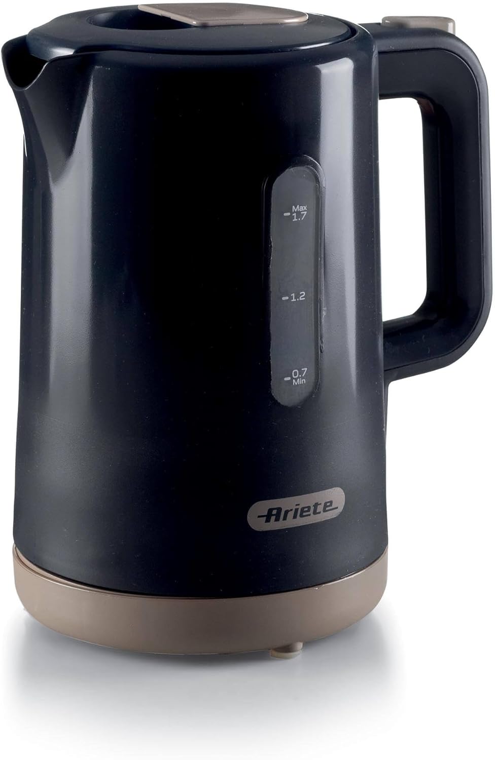 Ariete 2846 Bollitore Breakfast, 2200W, Capacit 1,7 L, Base Cordless 360, Spegnimento automatico, Coperchio di sicurezza, Livello acqua visibile, Finitura lucida e opaca, Dark & Sahara Grey