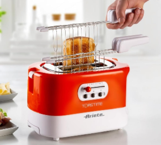 Ariete 159 Toastime - Tostapane con Pinze per 2 fette di pane - 9 Gradi di Dorat